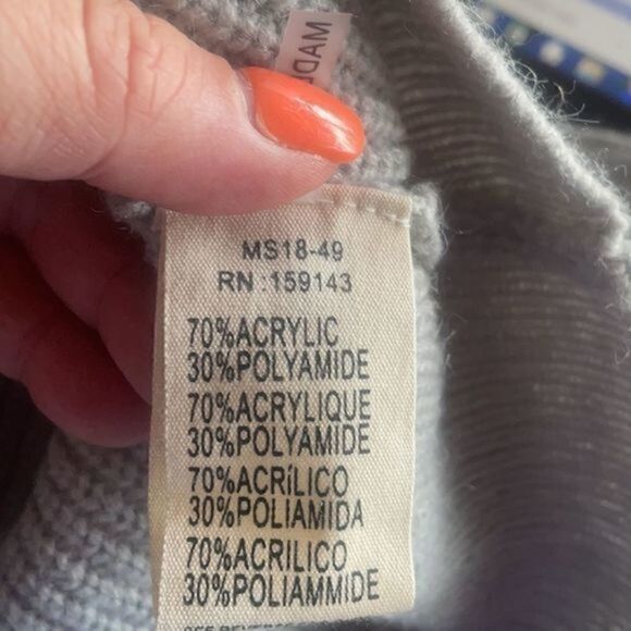 FRNCH Paris V Neck Ribbed Knit Sweater Gray NWT - Picture 7 of 10